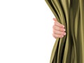Hand Opening Curtain Royalty Free Stock Photo