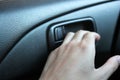 Hand opens car door. Royalty Free Stock Photo