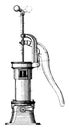 Hand Operated Pump vintage illustration