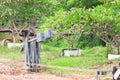 Hand-operated railroad switch with lever and signal the traffic railway train