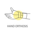 Hand orthosis linear icon, vector illustration