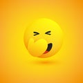 Hand Over Face - Embarrassed Laughing Emoticon with Closed Eyes - Simple Emoticon on Yellow Background - Vector Design