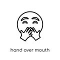 hand over mouth emoji icon. Trendy modern flat linear vector han