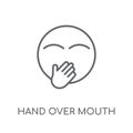 Hand Over Mouth Emoji Linear Icon. Modern Outline Hand Over Mout