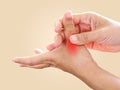 Hand pain and sore fingers, Thumb finger pain from work with nerve inflamed and trigger finger lock disease.