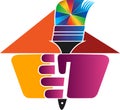 Hand paint brush logo