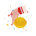 Hand with paint brush tool isolated icon