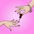 Hand paint nail pop art style vector