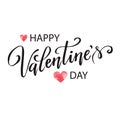 Hand paint vector heart silhouette in grunge style with hand written lettering Valentine`s Day, illustration for t-shirt design, Royalty Free Stock Photo