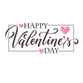 Hand paint vector heart silhouette in grunge style with hand written lettering Valentine`s Day Royalty Free Stock Photo