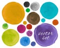 Hand Paint Water Colour Circle. Abstract Drops Set. Art Blots on Paper. Water Colour Circle. Circular Grunge Splash. Royalty Free Stock Photo
