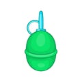 Hand paintball grenade icon, cartoon style