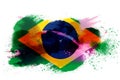 Brazil Watercolor Painted Flag Hand Drawn Illustration