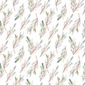 Abstract watercolor seamless pattern olives branches