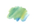 Watercolor Wet turquoise, green and blue brush stroke isolated on white background. Royalty Free Stock Photo