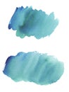 Hand painted abstract Watercolor Wet turquoise, green and blue brush stroke set isolated on white background Royalty Free Stock Photo