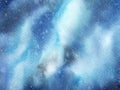 Hand painted abstract Watercolor Wet turquoise Outer space and stars Background with stains Royalty Free Stock Photo