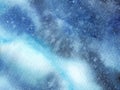 Hand painted abstract Watercolor Wet turquoise Outer space and stars Background with stains Royalty Free Stock Photo