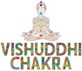 Vishuddhi Chakra. Vector zentangle object for decoration