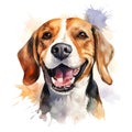 Hand Painted Beagle Dog Watercolor