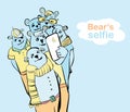 Hand painted bear selfie. many bears do self photo.