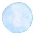 Hand painted blue watercolor round texture isolated on the white background