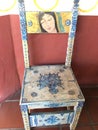 Blue and White Chair with Madona Royalty Free Stock Photo