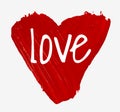 Hand painted with brush isolated big red heart. Valentine Day symbol. Royalty Free Stock Photo