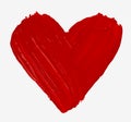 Hand painted with brush isolated big red heart. Valentine Day symbol. Royalty Free Stock Photo