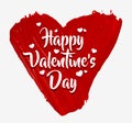 Hand painted with brush isolated big red heart. Valentine Day symbol. Royalty Free Stock Photo