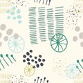 Hand painted brush strokes in navy green, yellow, pastel pink and black on cream background. Seamless abstract repeating