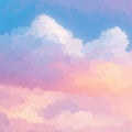 Hand painted cotton candy cloud scene