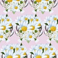 Hand painted daisy bouquets, seamless pattern design