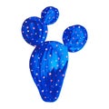 Hand painted decorative cactus in fantasy style Bright blue cactus