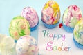 Hand painted decoupage Easter eggs on stands Royalty Free Stock Photo