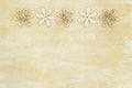 Hand painted distressed gold glitter with wood flower petals background Royalty Free Stock Photo