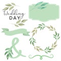 Watercolor Wedding Day Foliage Leaves Leaf Scroll Banner Wreath Clipart