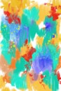 Hand painted and drawn original Abstract art background, complete modern painting. Lots of brush strokes of colorful paint. Conte