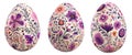 Hand-painted Easter egg with a floral pattern in vibrant colors isolated on transparent white background Royalty Free Stock Photo