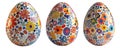 Hand-painted Easter egg with a floral pattern in vibrant colors isolated on transparent white background Royalty Free Stock Photo