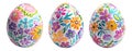 Hand-painted Easter egg with a floral pattern in vibrant colors isolated on transparent white background Royalty Free Stock Photo