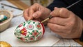 Hand-painted easter egg with floral patterns showcasing traditional craftsmanship Royalty Free Stock Photo