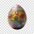 Hand painted Easter egg with red flowers on transparent background Royalty Free Stock Photo