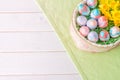 Hand Painted Easter Eggs From Above with Copy Space Royalty Free Stock Photo