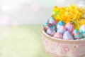 Hand Painted Easter Eggs Horizontal with Copy Space Left Royalty Free Stock Photo
