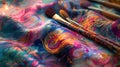 Hand-Painted Fabric Artistry with Colorful Swirls and Motifs