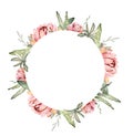 Hand-painted frame watercolor design elements. Floral tropical leaves motifs. Watercolor set of wreaths and laurels. Frame set Royalty Free Stock Photo