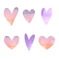 Hand painted gentle watercolor hearts for Valentines Day or wedding. Suitable for package, paper, textile or fabric. .