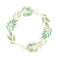 Green Leaf Watercolor Foliage Leaves Wreath Nature Garland Wedding