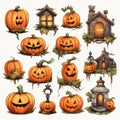 Hand-Painted Halloween Clipart Collection - Professional Digital Art Illustrations